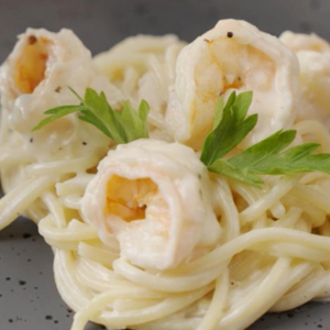 Pasta con camarones